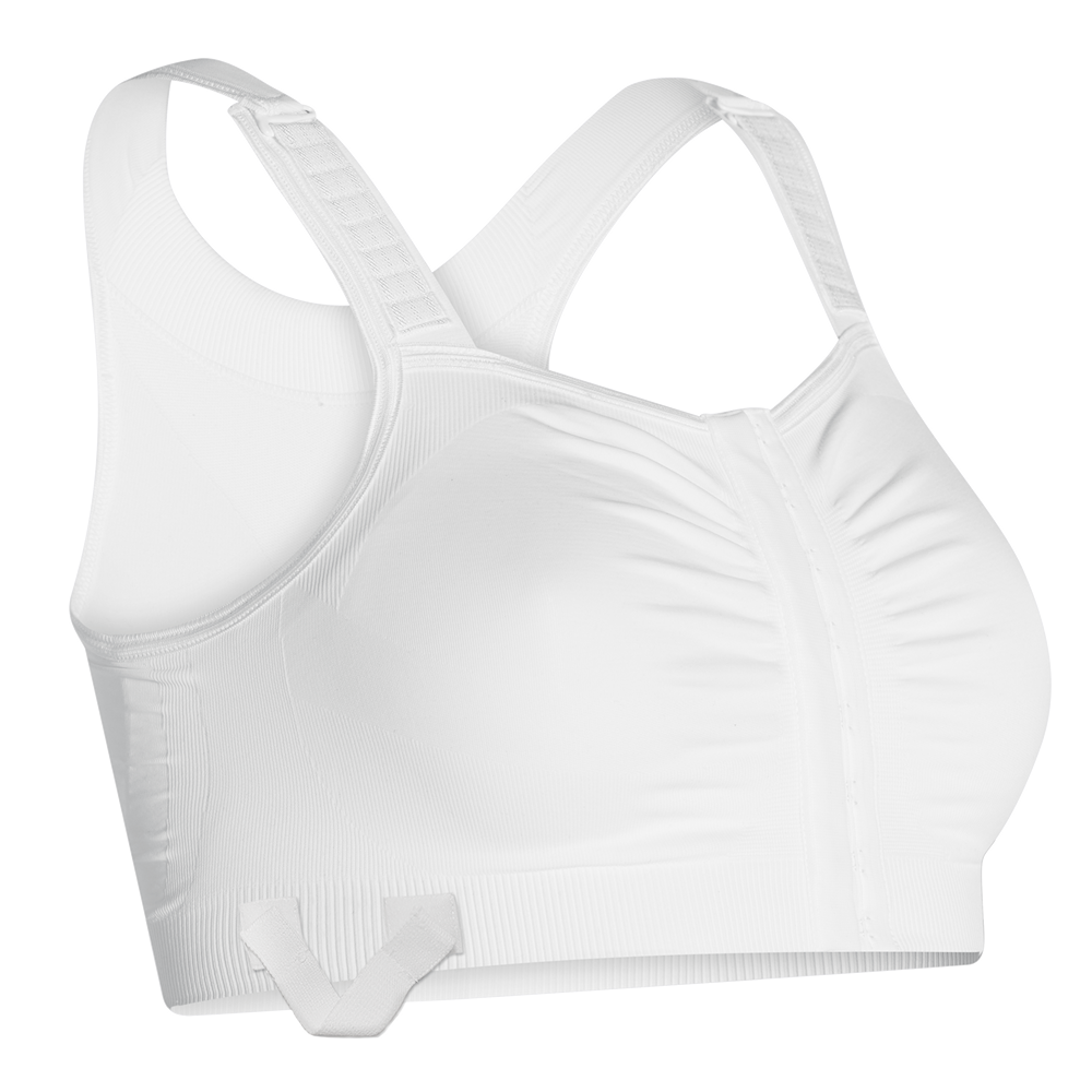 Women Post Surgery Front Fastening Sports Bra With Wide Back Support-white