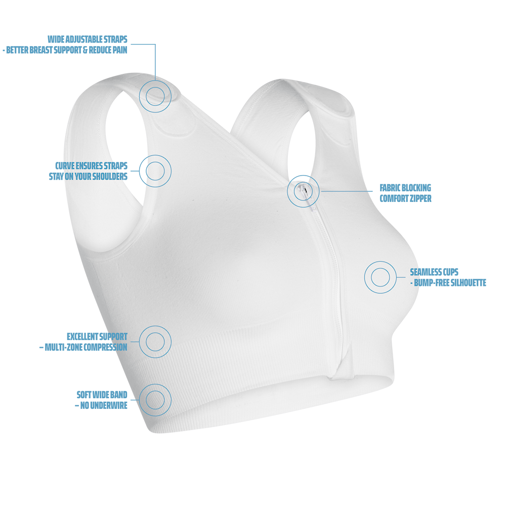 Buy CAREFIX Sophia - Post Surgery Bra with Front Closure Zipper -  Compression Surgical Vest by TYTEX, White, Small at